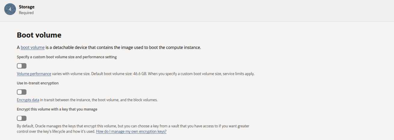 Boot Volume configuration